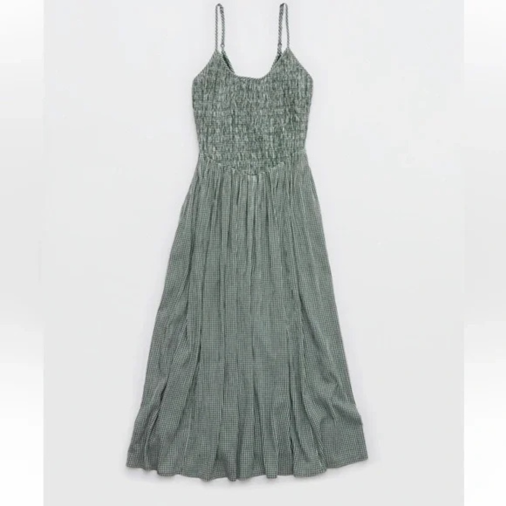 Aerie Green And White Gingham/Checkered Dress